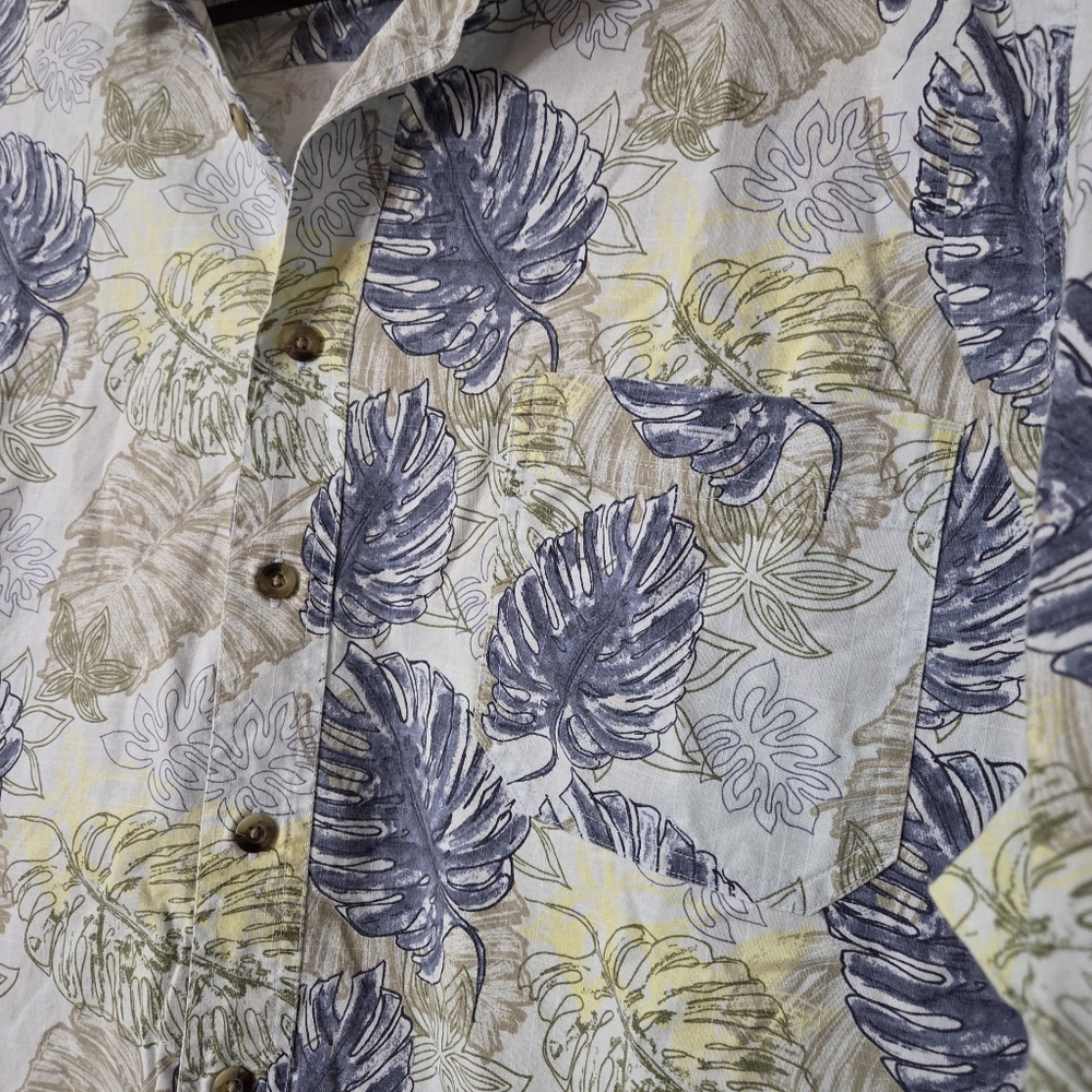 Croft & barrow Mens XLT Tall Blue/green Hawaiian Style Short Sleeve Button Up - Picture 6 of 7